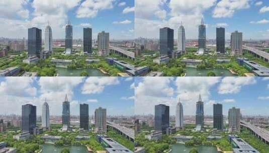 上海 金桥 蓝天 碧云社区  金桥自贸区高清在线视频素材下载