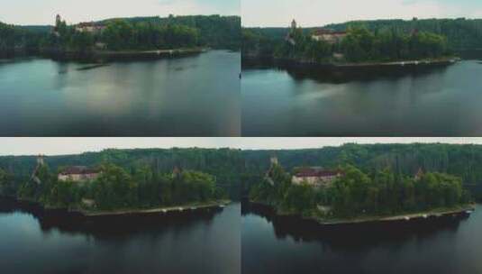 飞越捷克共和国的兹维科夫城堡高清在线视频素材下载