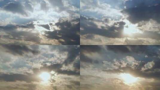阳光穿过云层乌云丁达尔光延时耶稣光上帝光高清在线视频素材下载