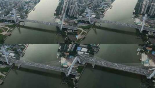航拍广州鹤洞大桥全景运输城市建设交通高清在线视频素材下载