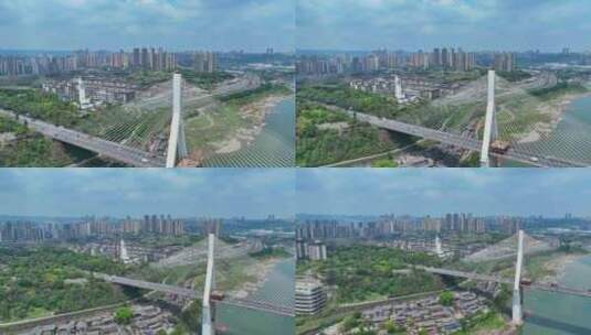 重庆马桑溪大桥长江河流高清在线视频素材下载