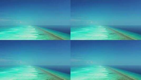 白天鸟眼抽象拍摄的白色沙滩天堂海滩和水绿松石水背景高清在线视频素材下载