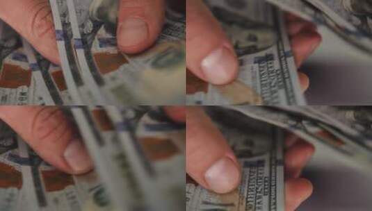 数100美元钞票动作特写高清在线视频素材下载