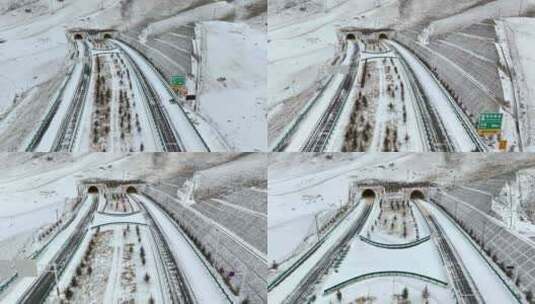 冬季雪景公路隧道高清在线视频素材下载
