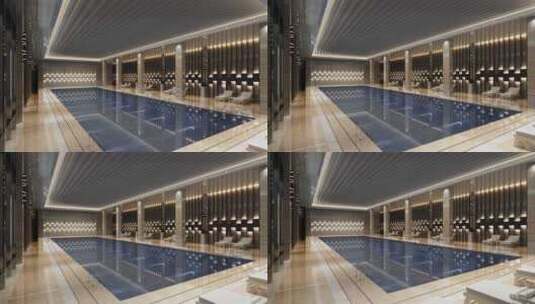 高档酒店室内泳池三维素材高清在线视频素材下载