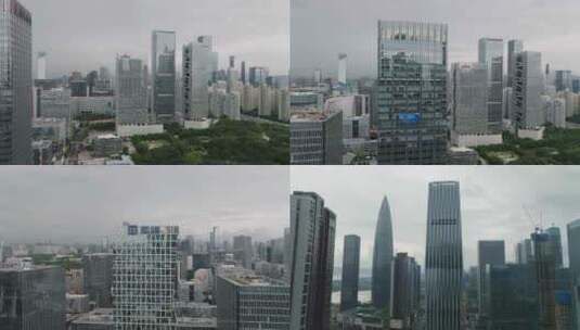 航拍深圳南山科技园后海总部群楼高清在线视频素材下载