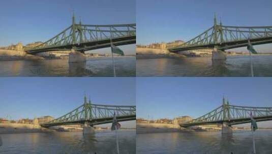 横跨在河道上的桥梁高清在线视频素材下载