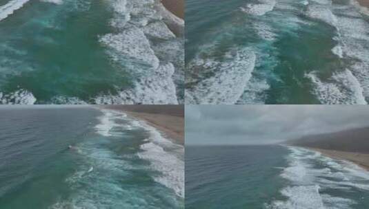无人机在富埃特文图拉岛科菲特海滩上起泡高清在线视频素材下载