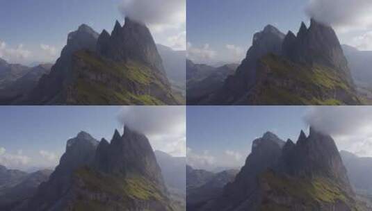 意大利塞塞达山顶上的雾映衬着蓝天高清在线视频素材下载