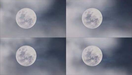 雾蒙蒙的月光之夜，雾云的背景月亮高清在线视频素材下载