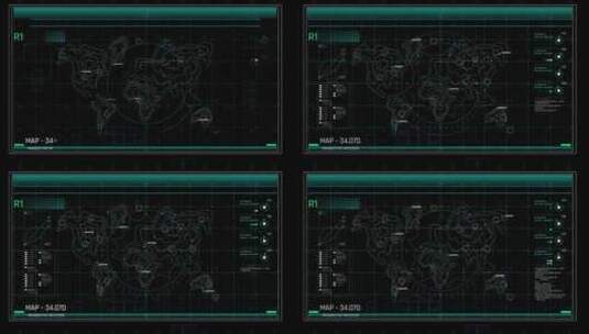 科技未来HUD全球分析地图展示合成高清在线视频素材下载