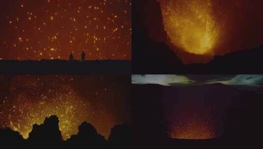 人接近火山喷发高清在线视频素材下载