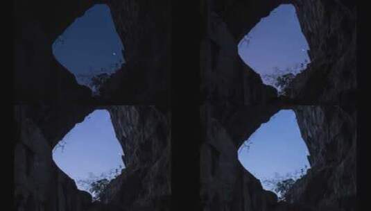 月亮在岩洞上空移动延时-柳州龙潭公园镜山高清在线视频素材下载