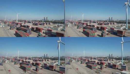 天津港，集装箱，码头高清在线视频素材下载