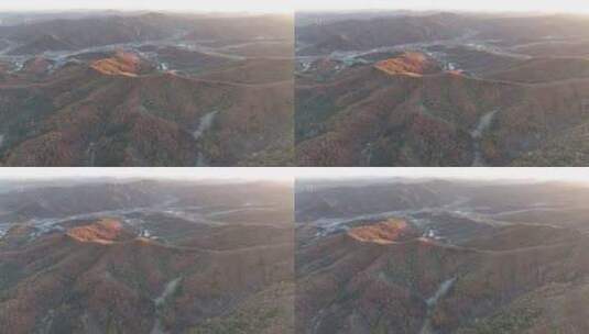 航拍4K晨曦中的秋季千山高清在线视频素材下载