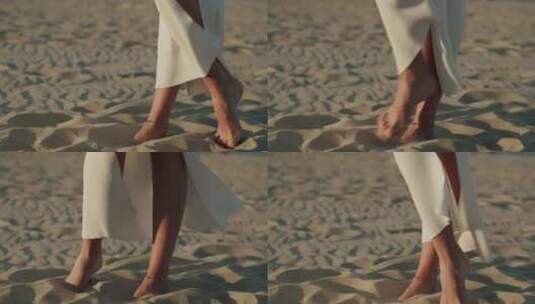美女赤脚站在沙滩中高清在线视频素材下载