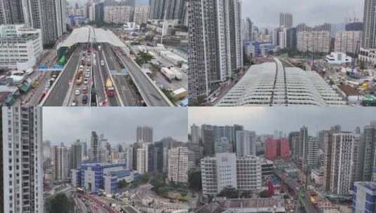 香港西九龙站航拍高清在线视频素材下载