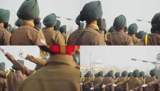 印度陆军锡克教团为共和国日游行排练高清在线视频素材下载