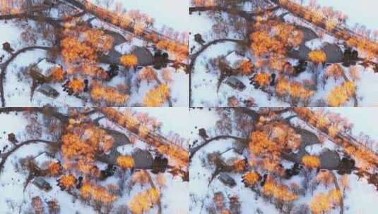 东北本溪水洞冬季雾凇树挂阳光唯美雪景航拍高清在线视频素材下载