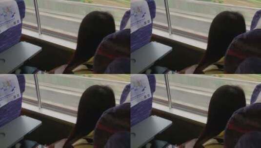 靠在列车窗口女人高清在线视频素材下载
