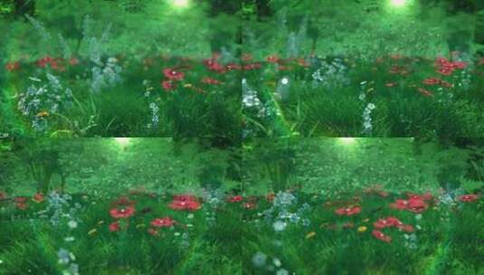 神奇的自然绿树，五颜六色的花朵的动画高清在线视频素材下载