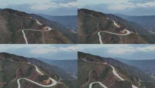 高原山脉黄土高坡盘山公路高清在线视频素材下载