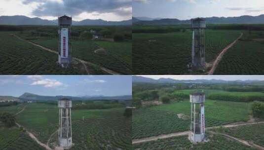 茶场水塔航拍高清在线视频素材下载