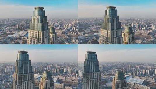 航拍天津城市建筑高清在线视频素材下载
