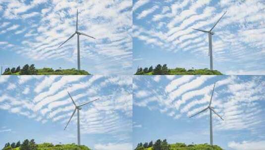 蓝天白云新能源风力发电站延时高清在线视频素材下载