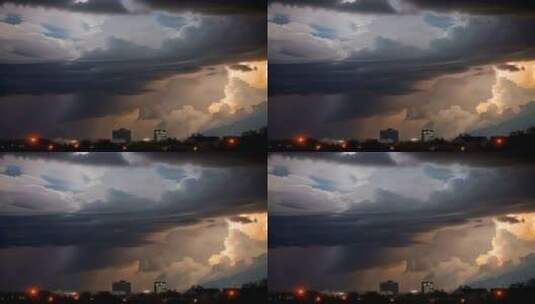 城市暴风雨乌云闪电高清在线视频素材下载
