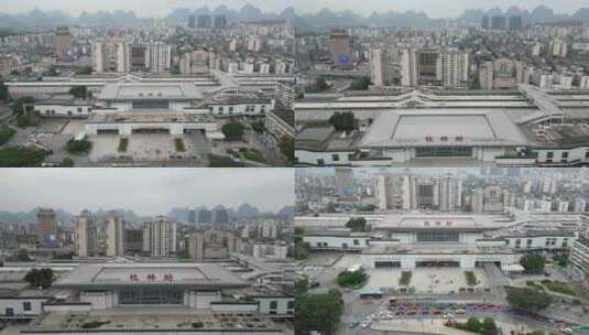 广西桂林站交通航拍高清在线视频素材下载