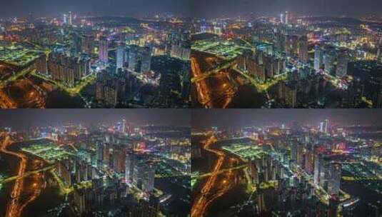 南宁青秀区城市夜景航拍延时视频高清在线视频素材下载
