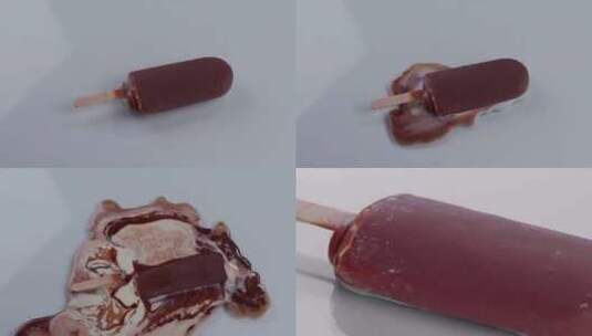 时间流逝 巧克力冰淇淋雪糕融化高清在线视频素材下载