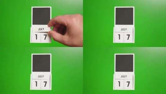 07.绿色背景上日期为7月17日的日历。高清在线视频素材下载