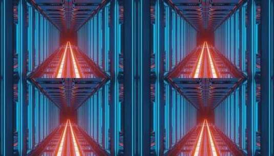 环状发光蓝橙电影隧道高清在线视频素材下载