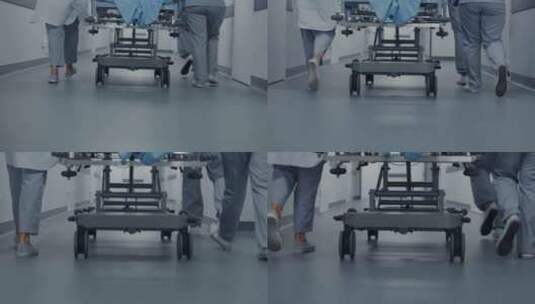 医生推着病人奔跑 抢救病人高清在线视频素材下载