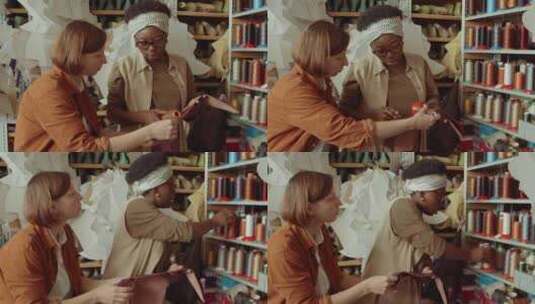 妇女，货架，线程，车间高清在线视频素材下载