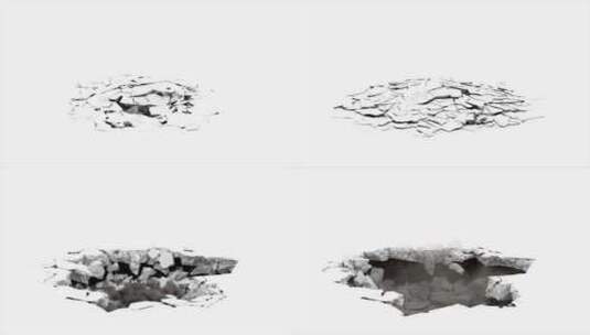 3款地面塌陷效果【带通道】高清在线视频素材下载