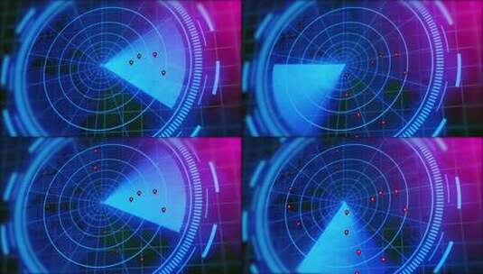 未来主义雷达屏幕显示动画在蓝色和粉色背景高清在线视频素材下载