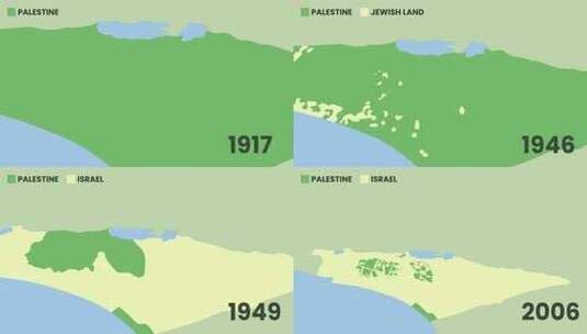 巴勒斯坦和以色列地图从1917年到200高清在线视频素材下载