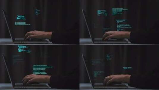 敲击键盘写代码工作黑客入侵高清在线视频素材下载