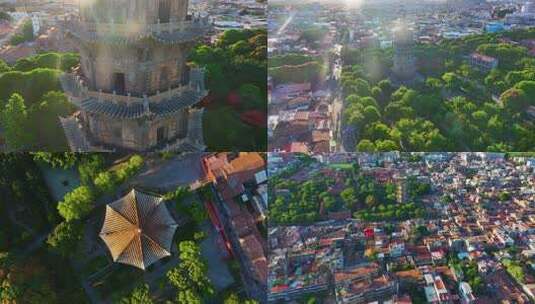 泉州市开元寺鲤城区大景全景航拍泉州古城福高清在线视频素材下载