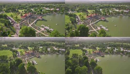 费里尔湖上丹佛夏季城市公园爵士乐活动的空高清在线视频素材下载