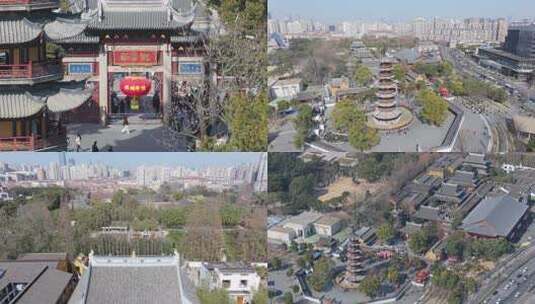 【4K】上海龙华寺航拍高清在线视频素材下载