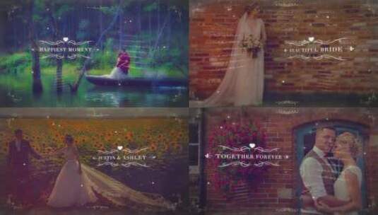 浪漫简洁花边文本照片展示婚礼开场AE模板高清AE视频素材下载