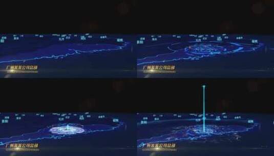  科技感三维空间中国地图点线连接位置展示高清AE视频素材下载