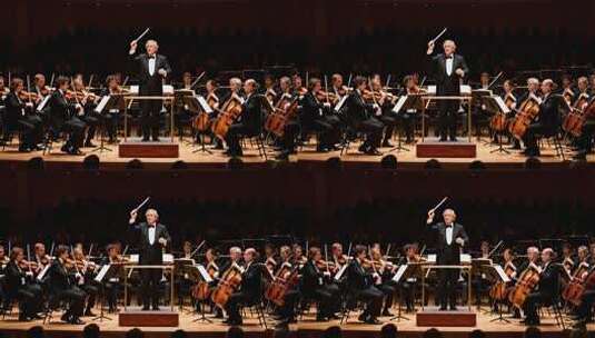 指挥家指挥交响乐团演奏高清在线视频素材下载