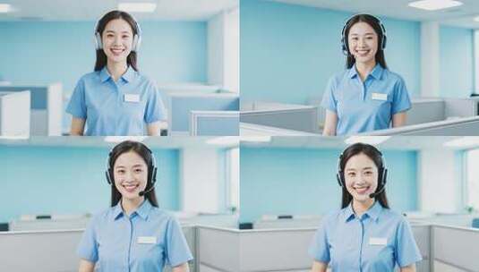 客服女性办公室微笑画面高清在线视频素材下载