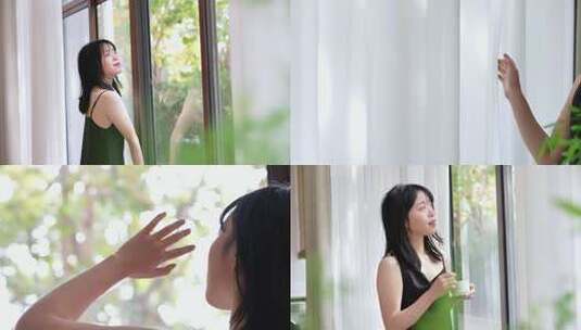 美女休闲看窗外高清在线视频素材下载