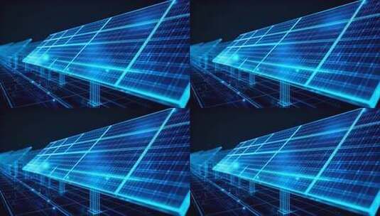 蓝色调太阳能板科技画面高清在线视频素材下载